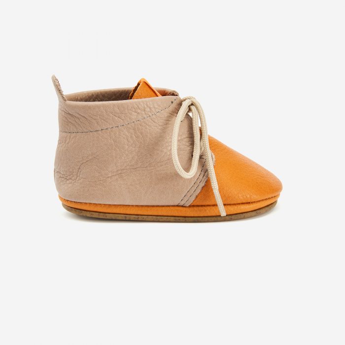 Lauflerner Barfußschuhe Schnürer hellbraun Orangenkinder