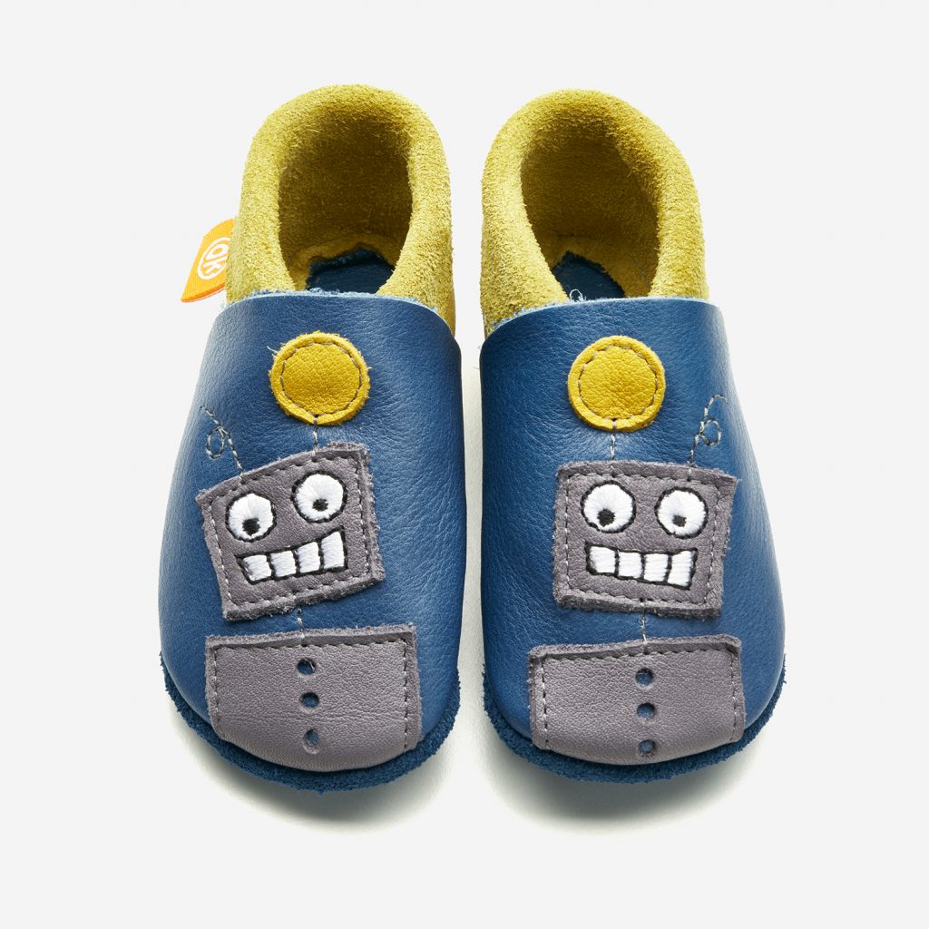 Orangenkinder Hausschuhe Mit Trecker-Motiv - Perfekt Für Kita