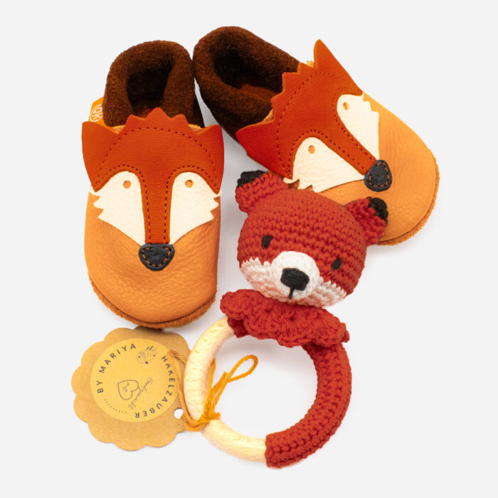Fuchs Geschenkset - Rassel & Krabbelschuhe – Bild 2