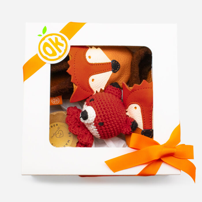 Fuchs Geschenkset - Rassel & Krabbelschuhe