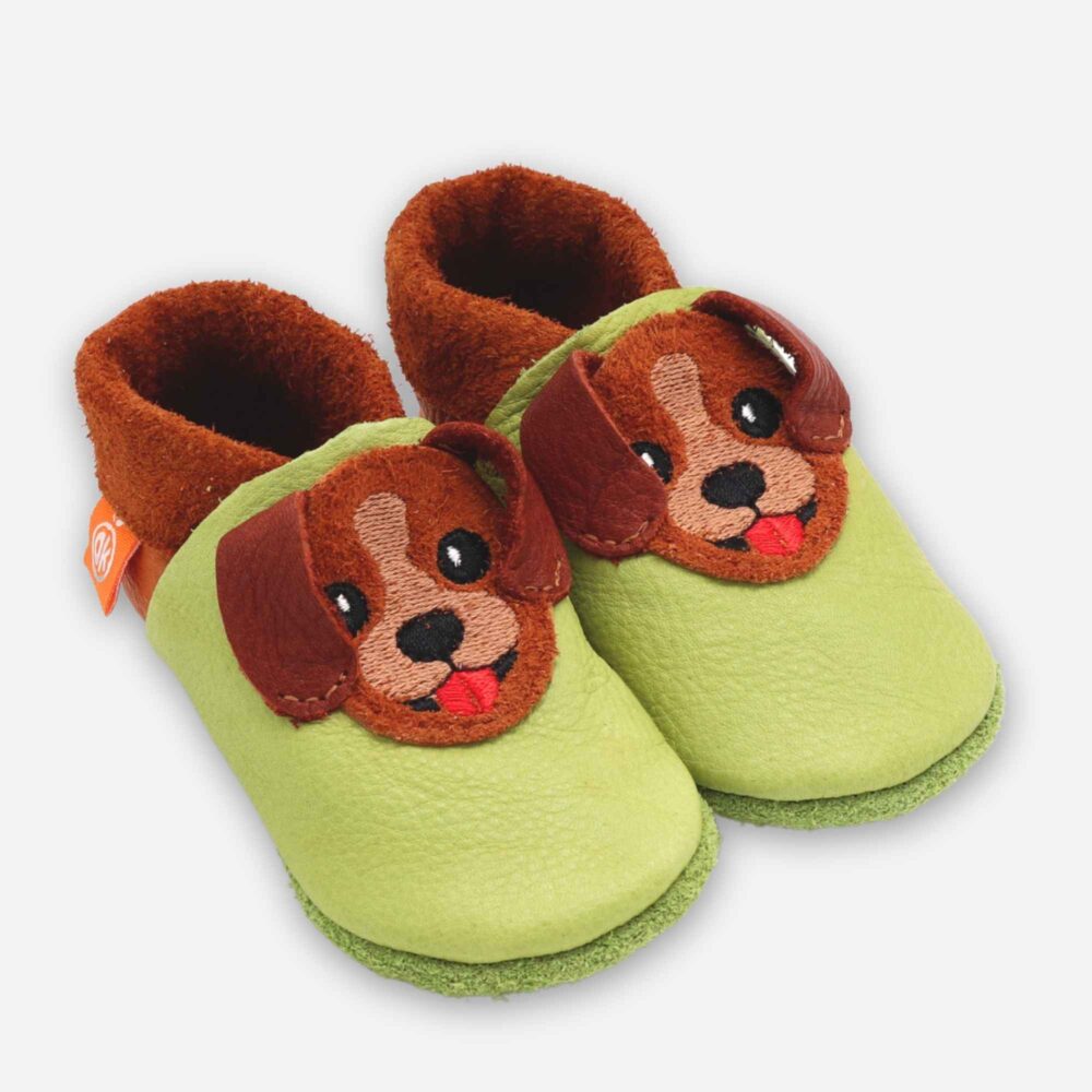 Children's Slippers Waldi the Puppy green